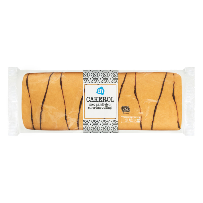 AH Cakerol met aardbeien en crèmevulling