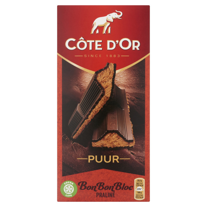 Côte d'Or BonBonBloc chocoladereep praliné puur