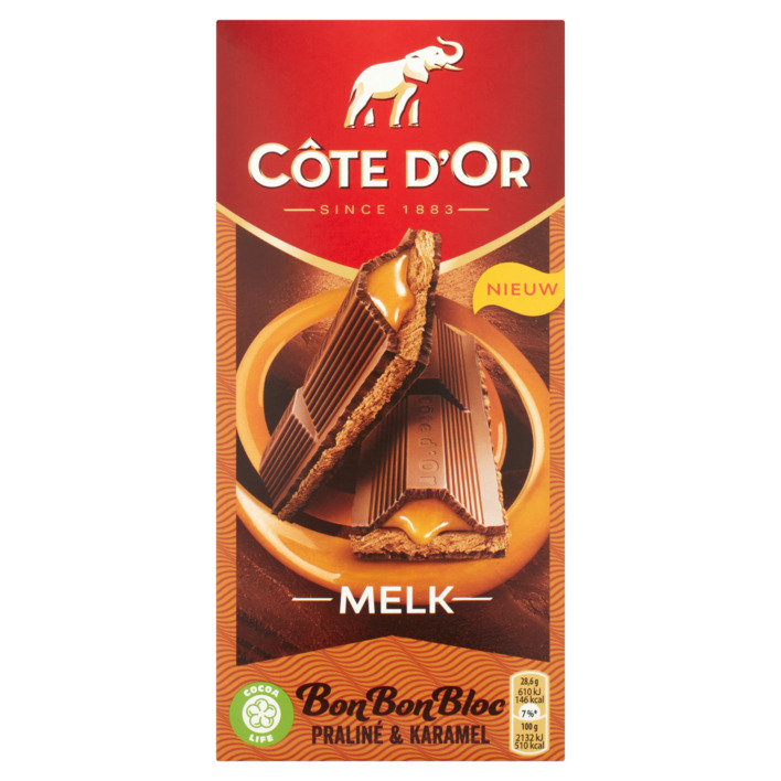 Côte d'Or BonBonBloc chocoladereep praliné karamel