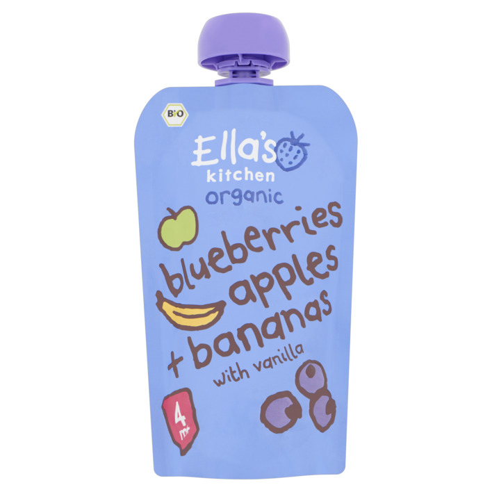 Ella's kitchen Blauwe bessen, appels, bananen 4m+ bio