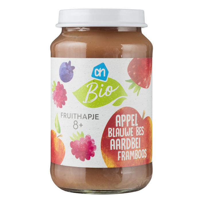 AH Biologisch Fruithapje appel blauwe bes aardbei 8m+