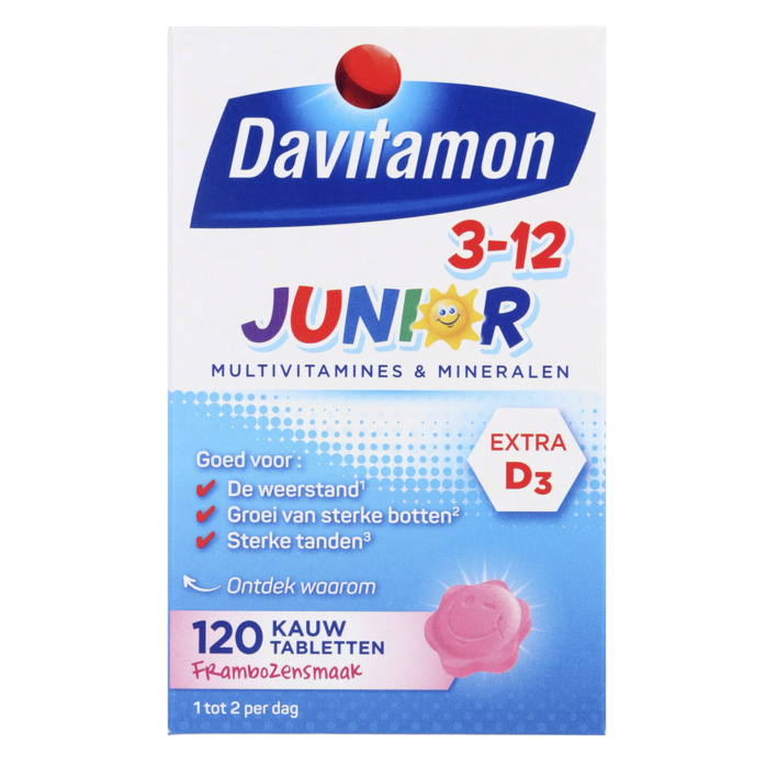 Davitamon Junior multivitamines framboos 3-12 jaar
