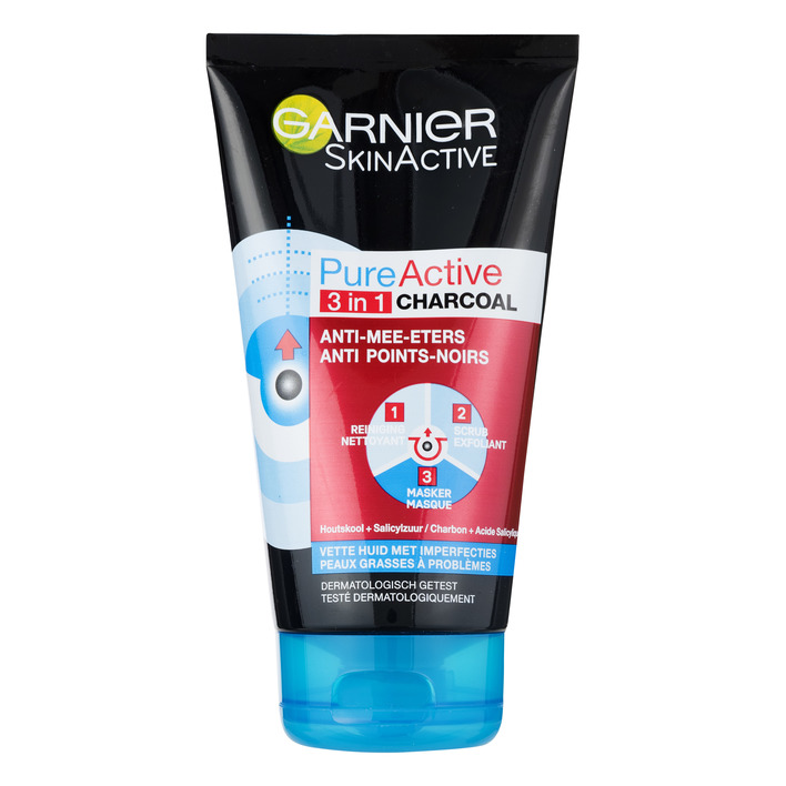 Garnier 3-in-1 charcoal reiniger, scrub & mask
