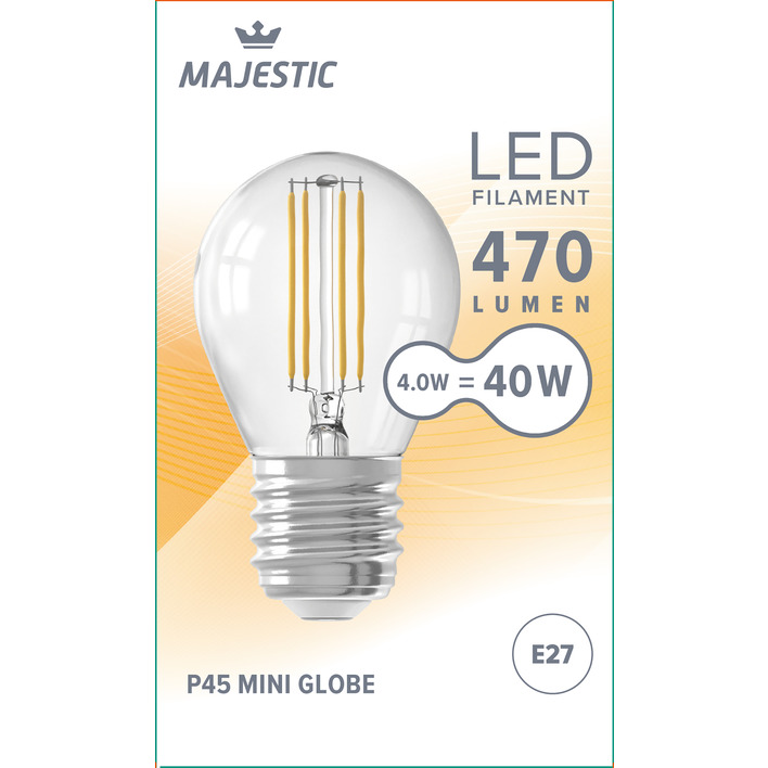 Majestic Led fil kogel helder E27 40W