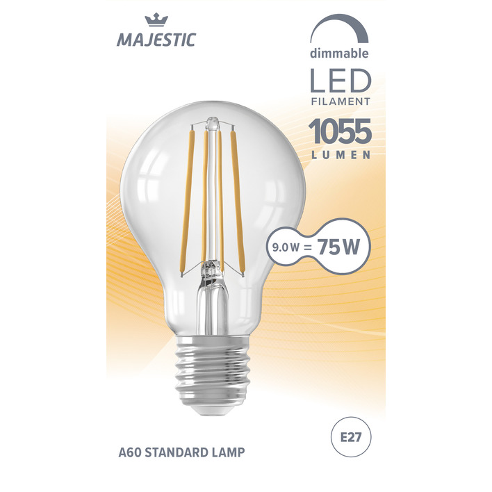 Majestic Led fil standaard helder E27 75W dimbaar