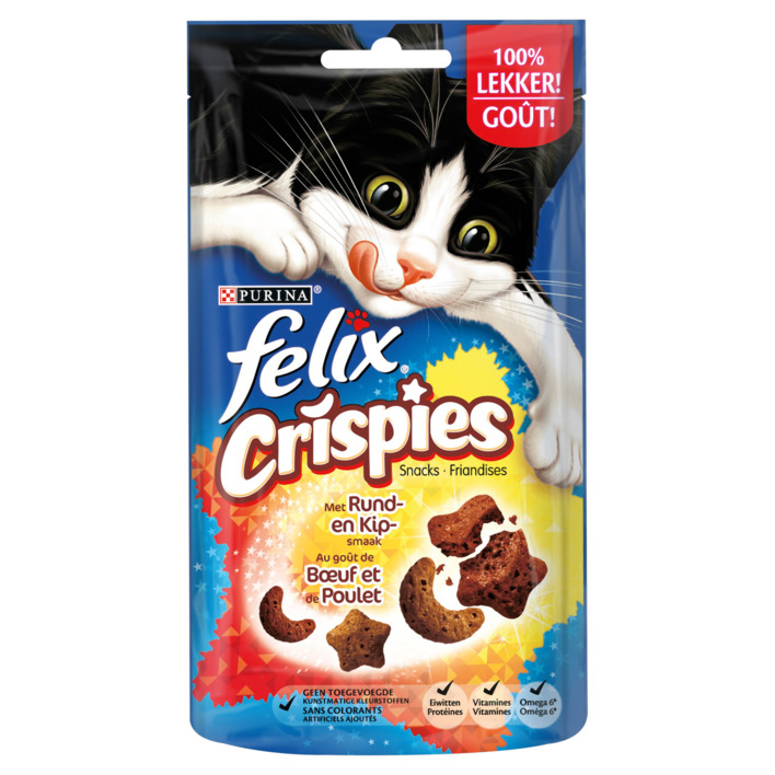 Felix Crispies rund- & kipsmaak kattensnack