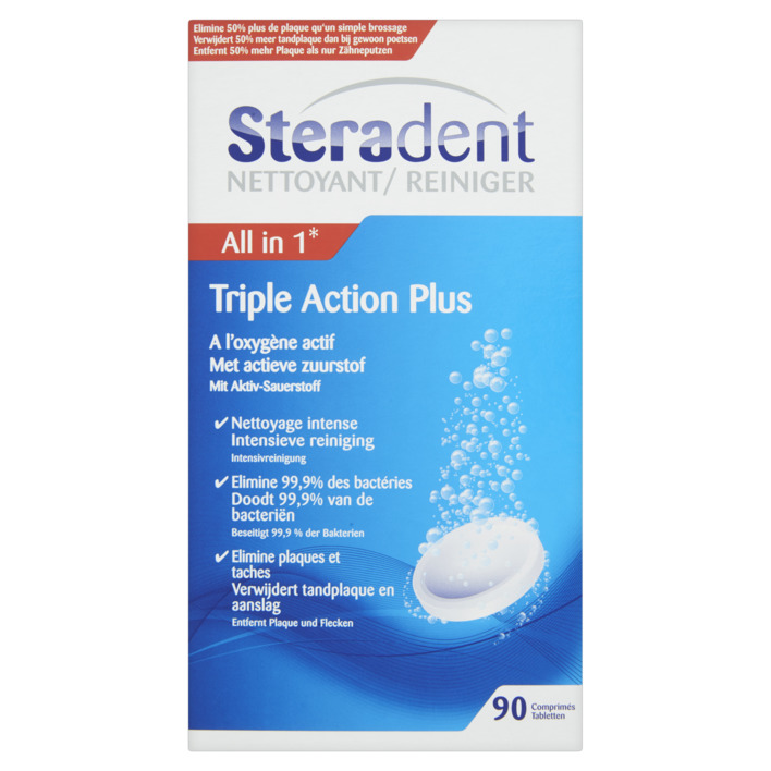 Steradent Kunstgebit reiniger triple action plus