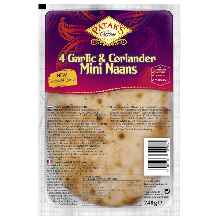 Patak's Mini naan garlic & coriander