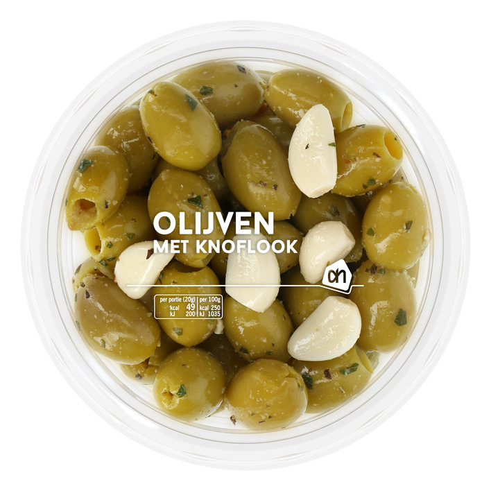 AH Groene olijven met knoflook