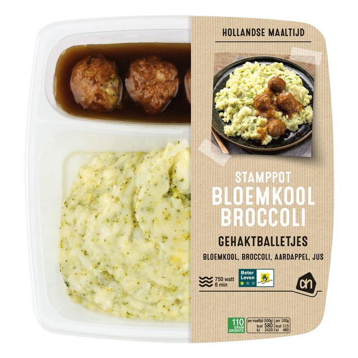 AH Stamppot bloemkool-broccoli gehaktbal