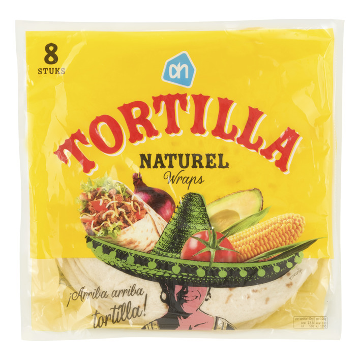 AH Tortilla naturel wraps medium 8 stuks