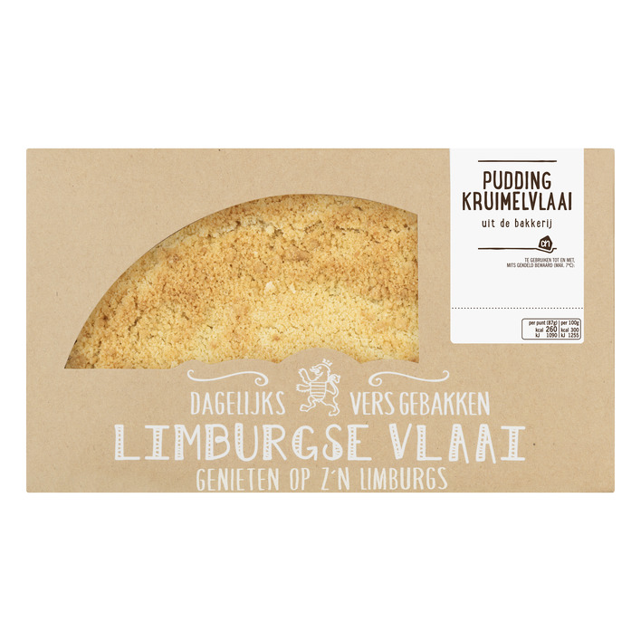 AH Puddingkruimelvlaai half