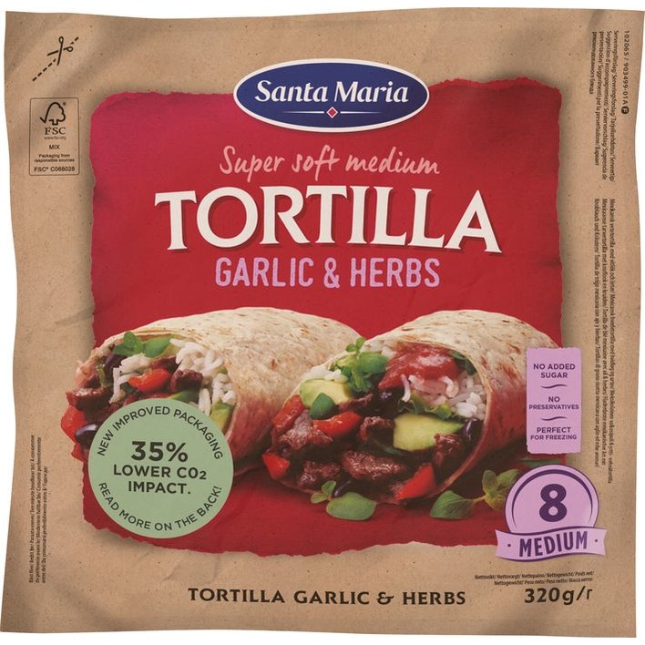 Santa Maria Tortilla wraps garlic&herbs 8x medium