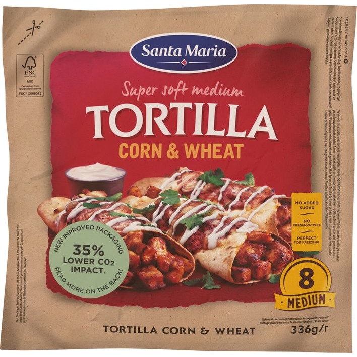 Santa Maria Tortilla wraps corn & wheat 8x medium