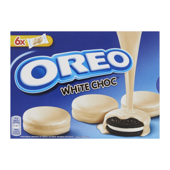 Oreo Koekjes omhuld met witte chocoladesmaak