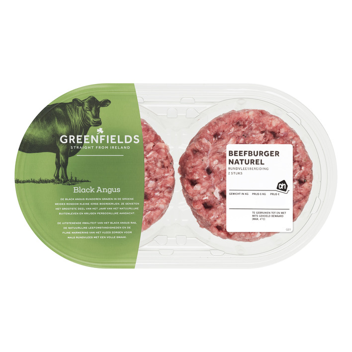 AH Greenfields Beefburger naturel 2 stuks