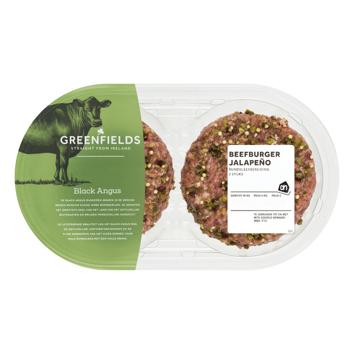 AH Greenfields Beefburger jalapeno 2 stuks