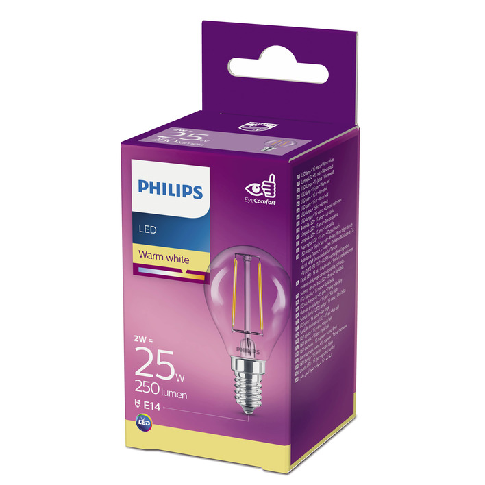 Philips Led fil kogel helder E14 25W