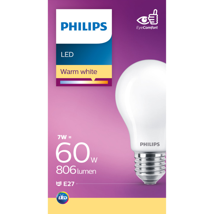 Philips Led fil standaard mat E27 60W