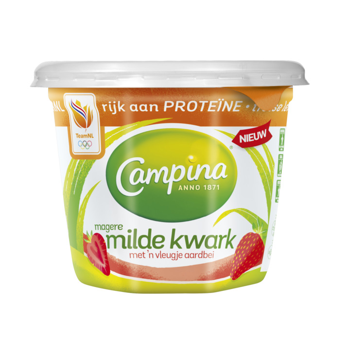 Campina Magere milde kwark aardbei