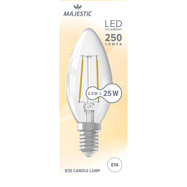 Majestic Led fil kaars helder E14 25W