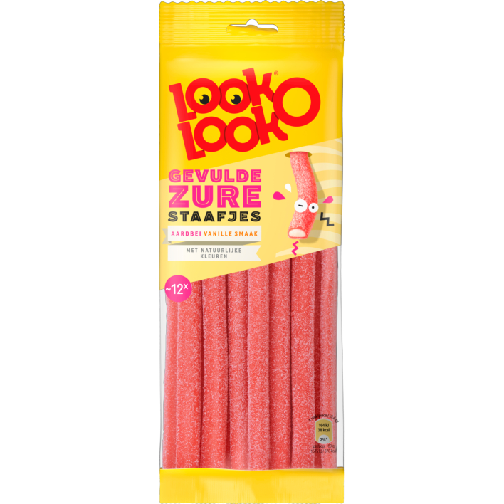Look-O-Look Gevulde zure staafjes aardbei vanille
