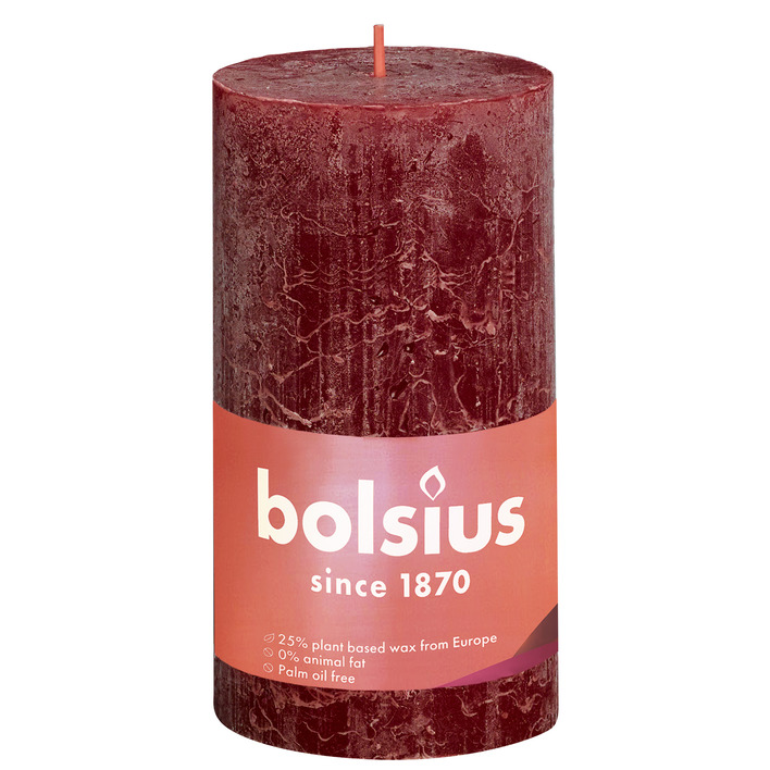 Bolsius Rustieke kaars bordeaux 13cm