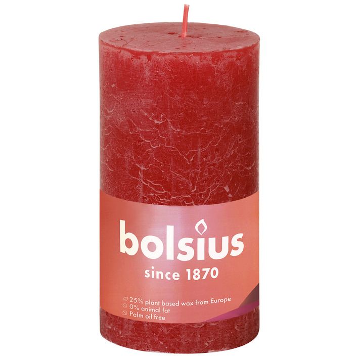 Bolsius Rustieke kaars 13cm rood