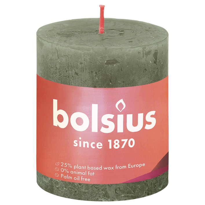 Bolsius Rustieke kaars olijfgroen 8cm