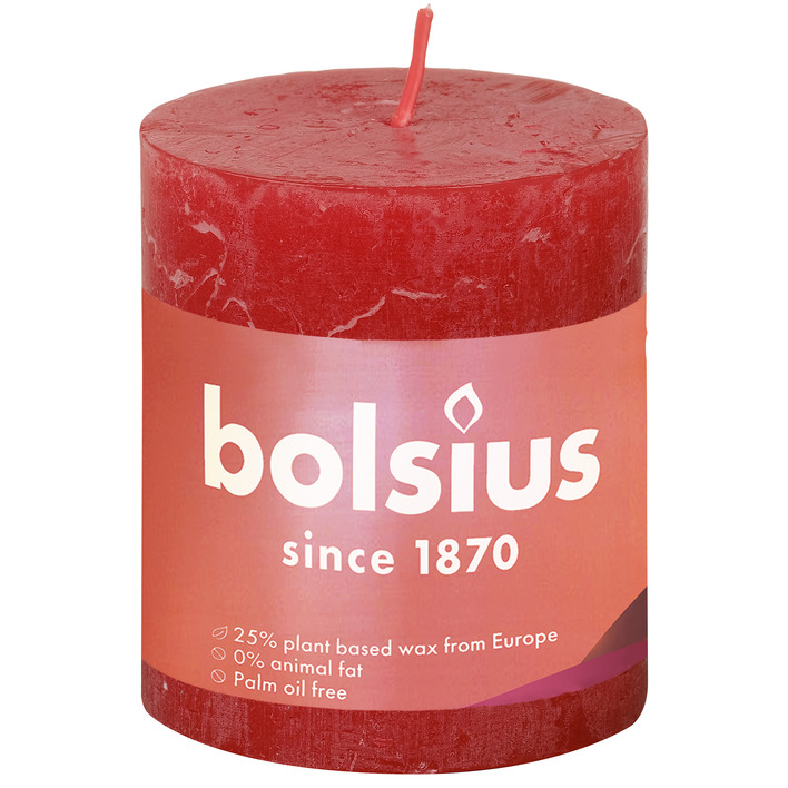 Bolsius Rustieke kaars 8cm rood