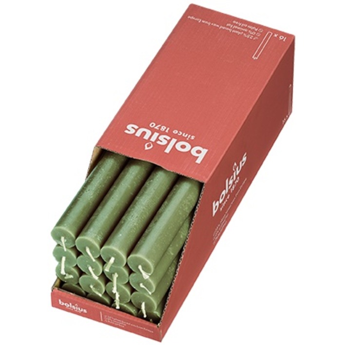 Bolsius Dinerkaars rustiek olijfgroen 27cm