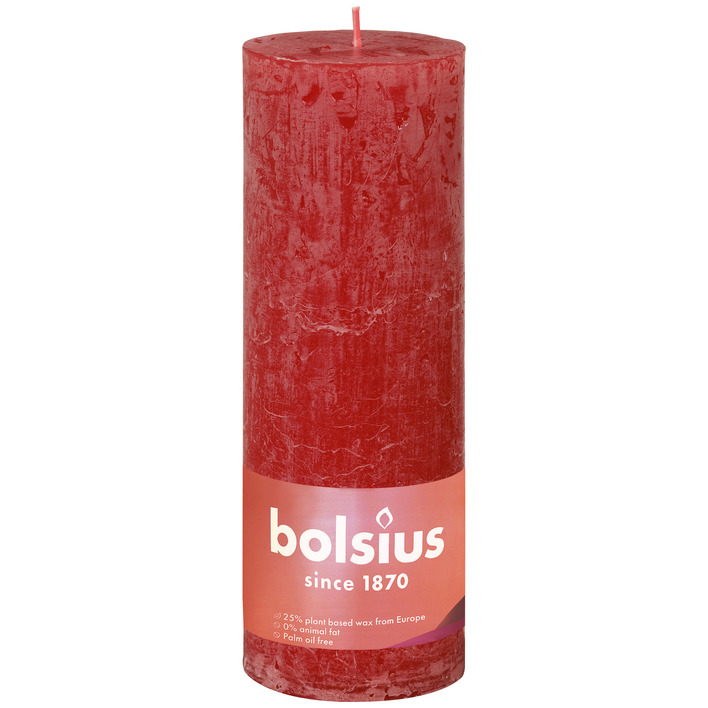 Bolsius Rustieke kaars 19cm rood