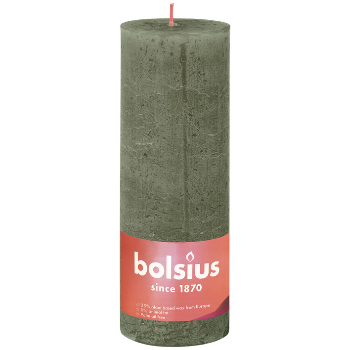 Bolsius Rustieke kaars olijfgroen 19cm