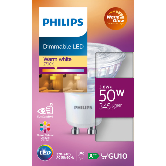 Philips Led spot GU10 50W dimbaar
