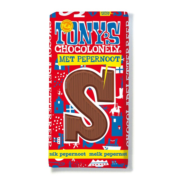 Tony's Chocolonely Melkchocolade letterreep pepernoot S