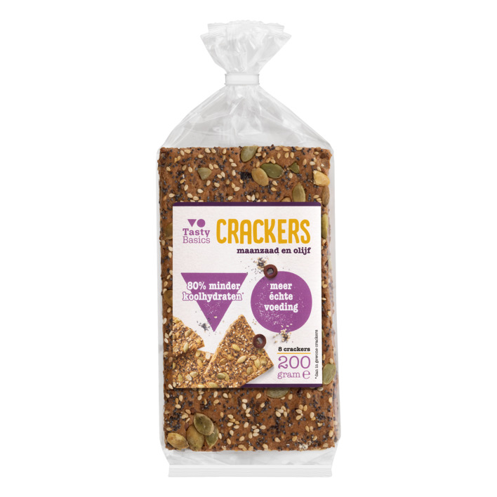 TastyBasics Low carb-high protein cracker maanzaad