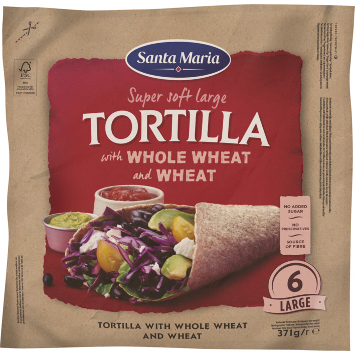 Santa Maria Tortilla wraps met volkorentarwe 6x larg