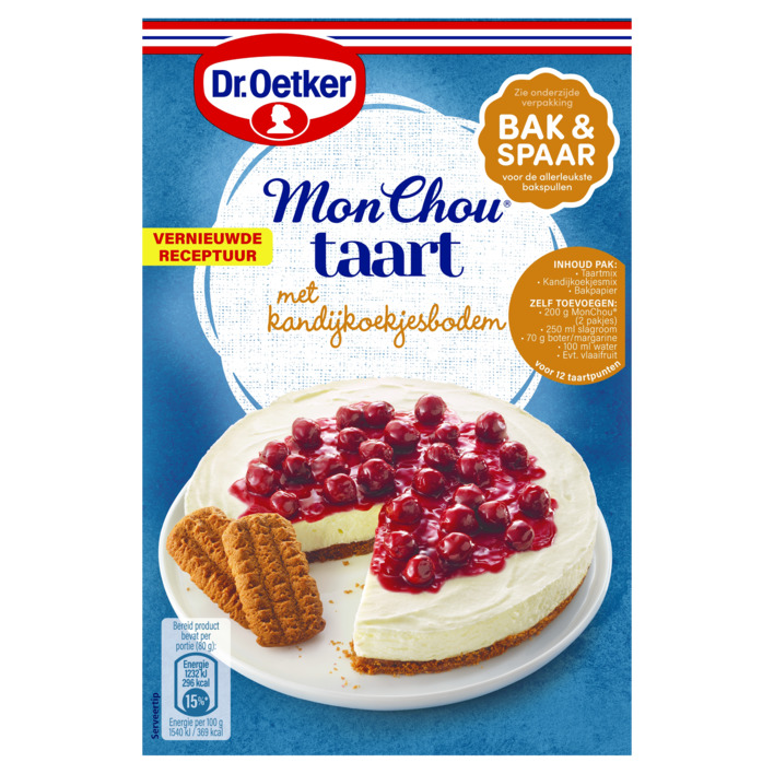 Dr. Oetker Monchou taart kandijkoekjesbodem bakmix