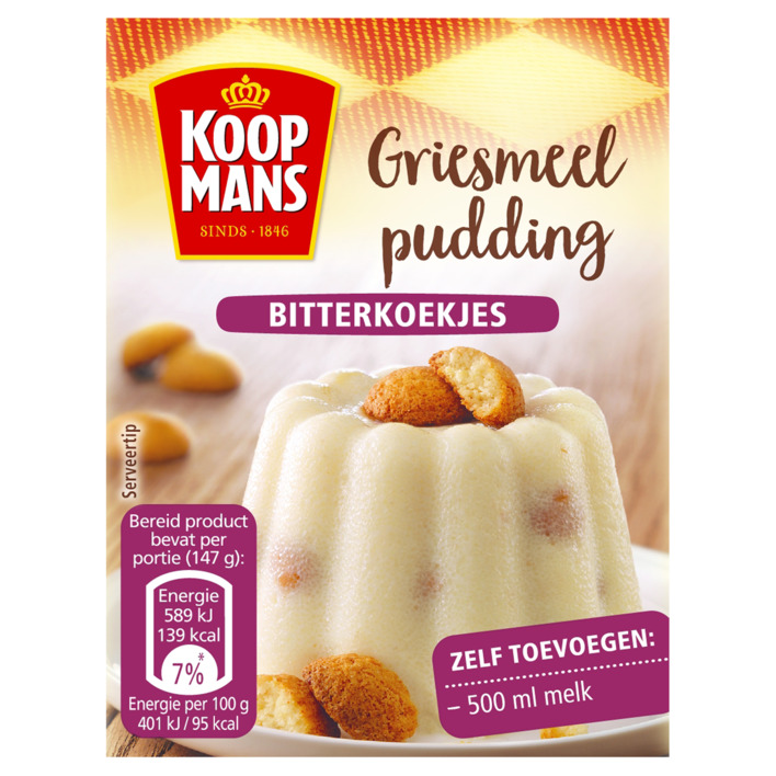 Koopmans Griesmeelpudding bitterkoekjes