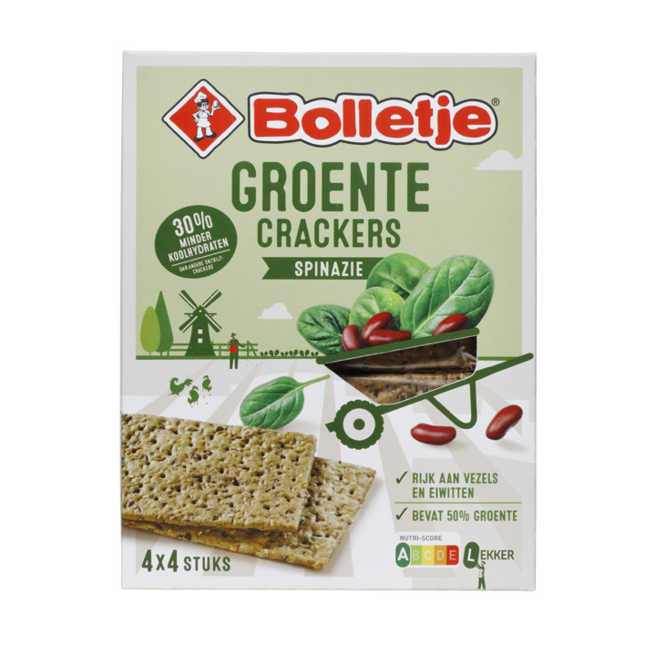 Bolletje 50% groente crackers spinazie