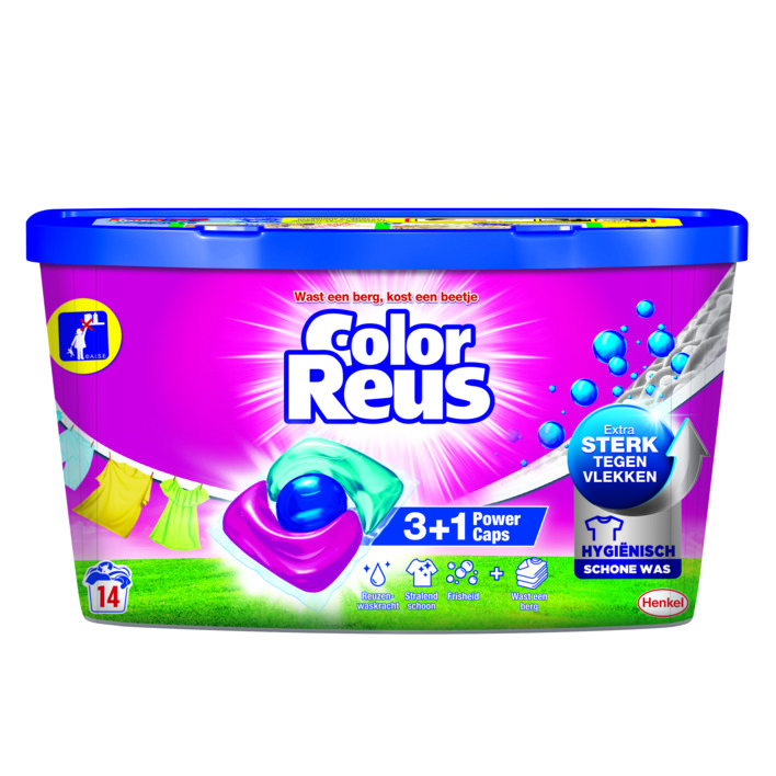 Witte Reus Color 3+1 power wasmiddel capsules kleur