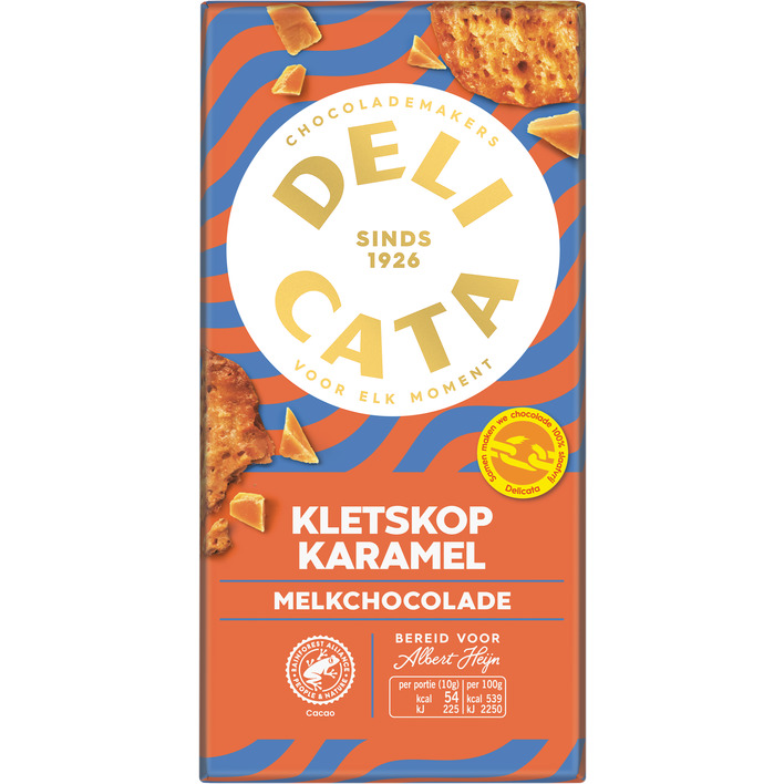 Delicata Reep melkchocolade kletskop karamel