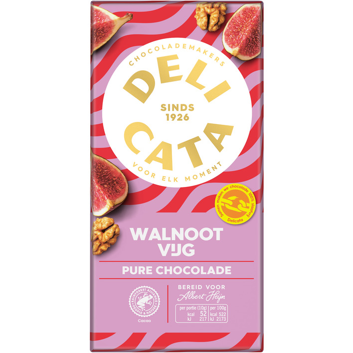 Delicata Reep pure chocolade walnoot vijg
