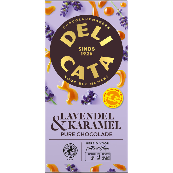 Delicata Reep pure chocolade lavendel & karamel