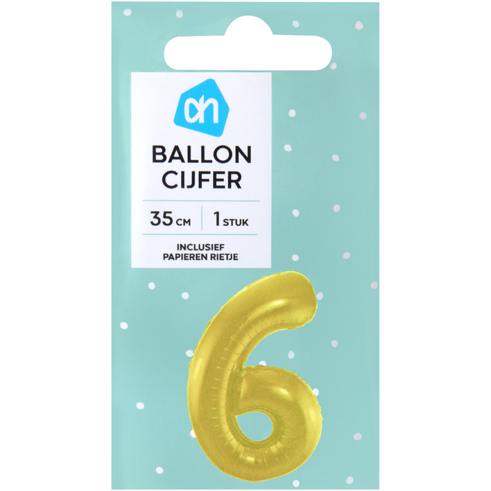 AH Folieballon nr 6 goud 36cm