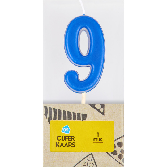 AH Kaars cijfer 9 kleur