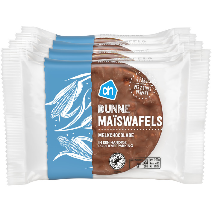 AH Dunne maïswafels melkchocolade 4-pack