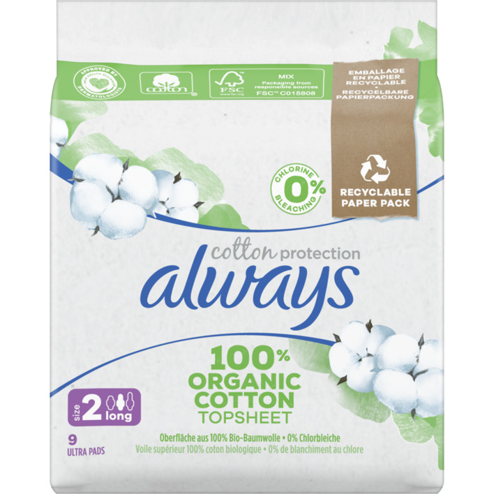 Always Organic cotton long maandverband