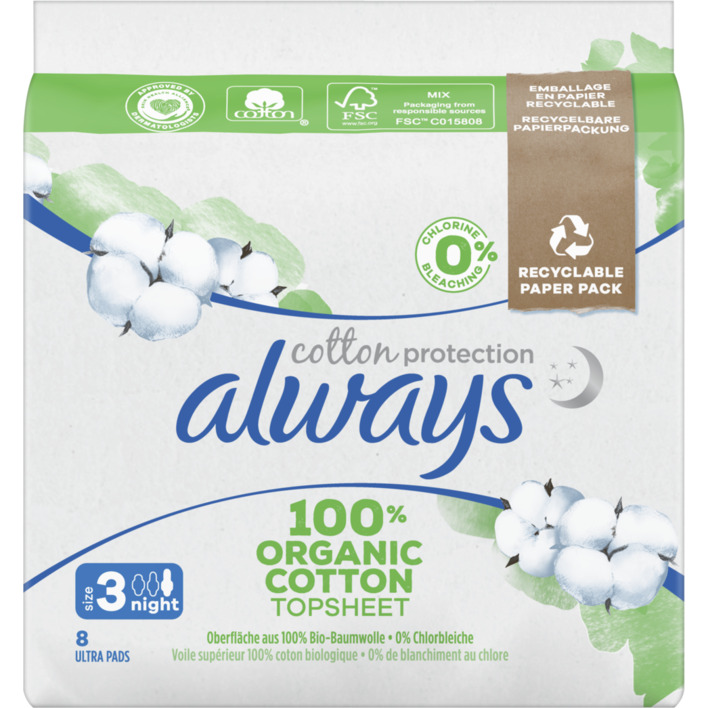 Always Organic cotton night maandverband