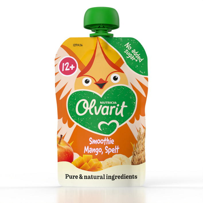 Olvarit Knijpfruit smoothie mango spelt 12m+